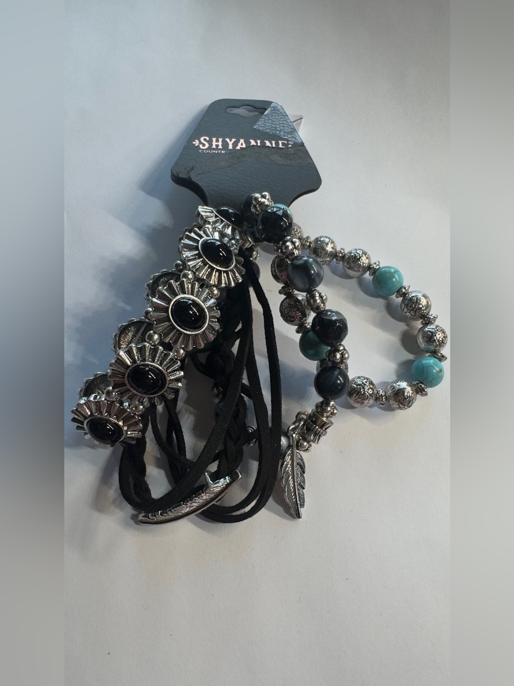 Shyanne Black and Turquoise Beaded & Silver Accent Bracelet Set